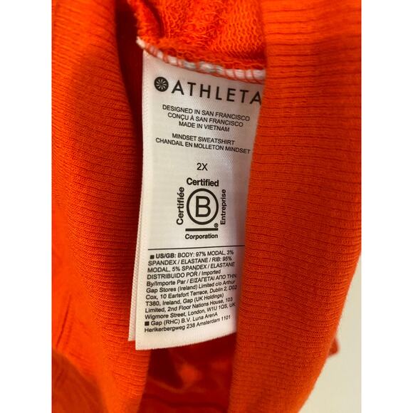 Athleta Mindset Sweatshirt 2X Super Soft Comfortable Long Sleeve Top Red Orange - Picture 6 of 8